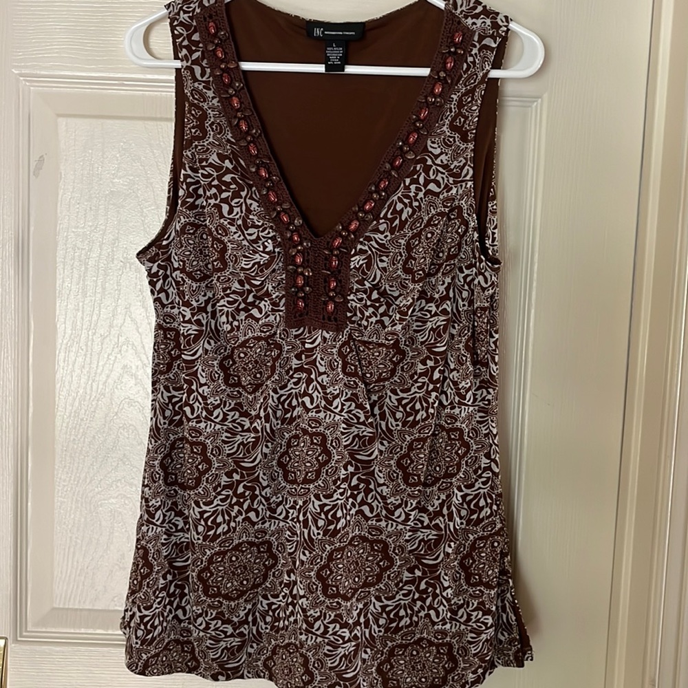 INC BEADED CROCHET TANK TOP